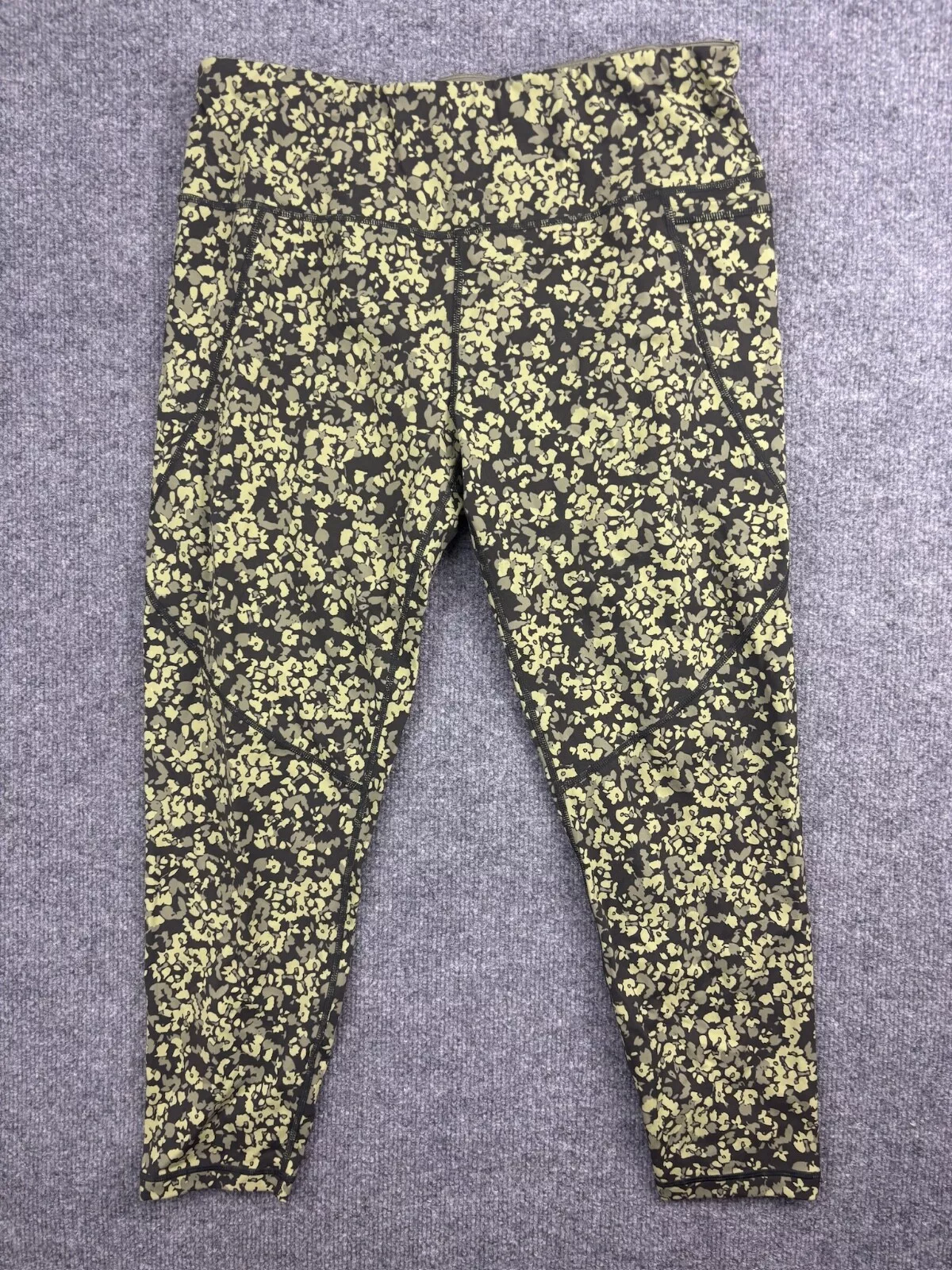sweaty-betty power yellow floral 7/8 length pockets leggings
