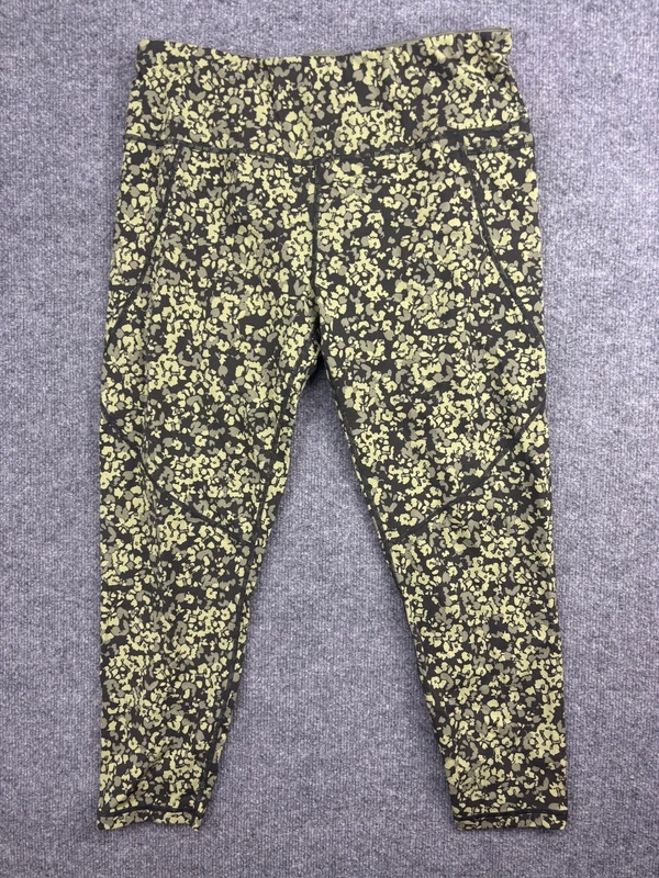 sweaty-betty power yellow floral 7/8 length pockets leggings