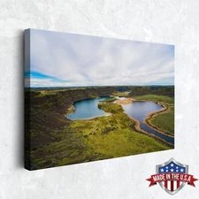 Verdant Echoes of Dry Falls Wall Art - Canvas Print for Home Decor, Art Poster