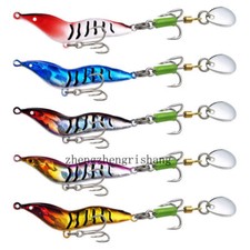 5PCS Fishing Spinner Spoon Bait Blade Shrimp Crankbait Lures Bass Hook 7-26g
