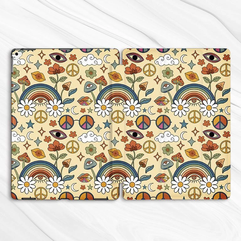Retro 70s Hippie Rainbows Case For iPad 10.2 Air 3 4 5 Pro 9.7 11 12.9 Mini - Image 4 of 4