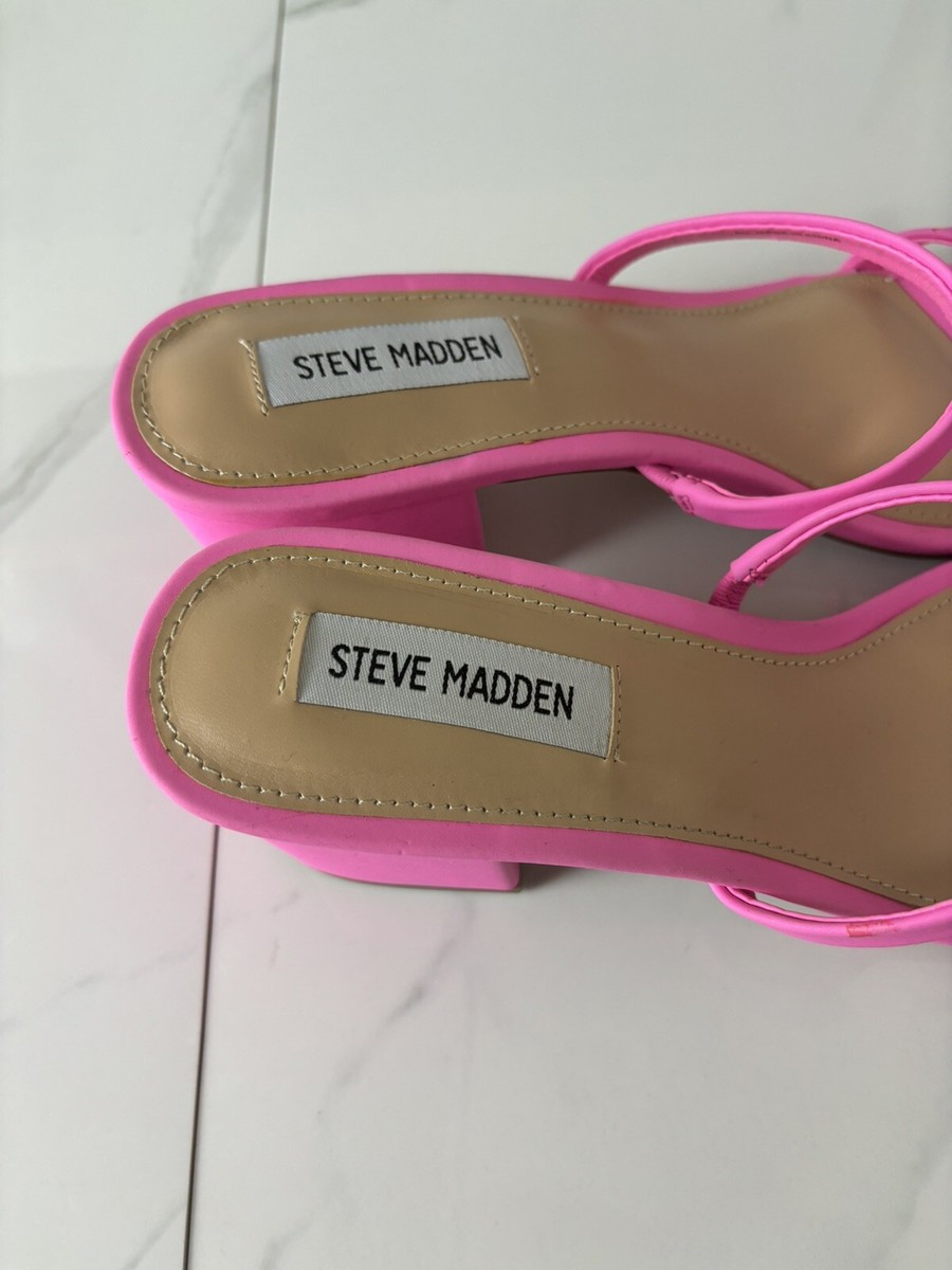Steve Madden Issy Pink Neon Nubuck Mules Size New In Box