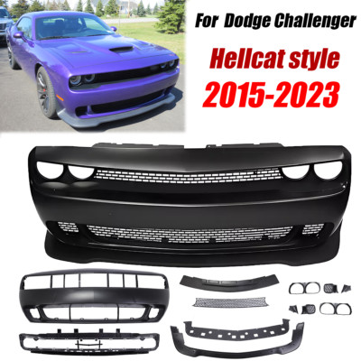 Front Bumper Body Kit w/Grille For 2015-21 Dodge Challenger Hellcat Style