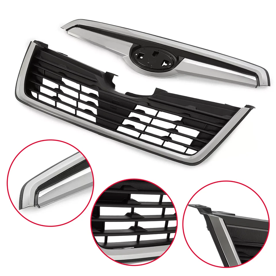 Para Subaru Forester 2019 2020 2021 con parrilla de parachoques delantera cromada Foto 3 de 4