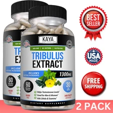 (2 Pack) Tribulus 1300mg 60ct Boost Energy Muscle Mass & Strength Testosterona