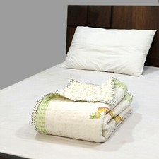 Indian Handmade, Anima Print Baby Quilt,Nursery Kantha Blanket, Toddler Bedcover