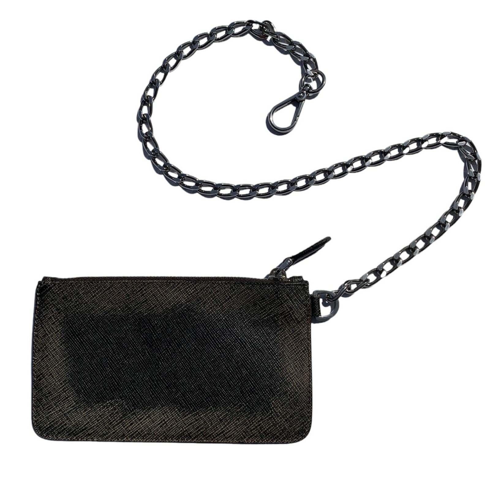 Prada Distressed Saffiano Leather Chain Wallet by Raf Simons Miuccia Rare Archive Collection-image