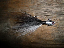 5 Ultra Minnow Bucktail Jigs T&A JIGS Fluke Jig Black Shad Color Striper