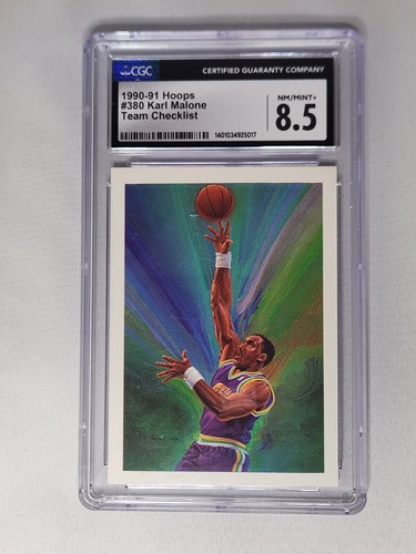 1990-91 Hoops, Karl Malone #380, CGC, NM/ Mint+ 8.5 - Picture 3 of 4