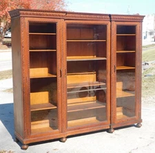Victorian Oak Three Door Bookcase circa 1900