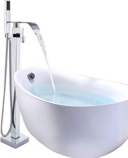 Chrome Freestanding Bath Taps Floor Mounted Bathroom Mixer Handheld Shower Mixe