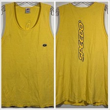 VINTAGE 90s Speedo Mens Yellow Tank Top XL Sportswear Swimwear Apparel Surf USA