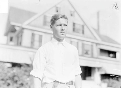 Golfer H Chandler Egan Standing Outdoors Near Clubhouse At Onwent - Old Photo