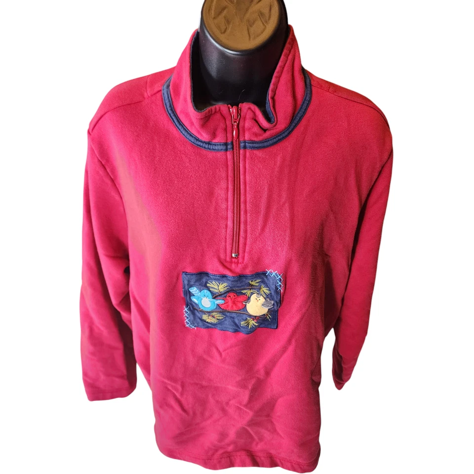 Breckenridge толстовка женщин 2 X молнии пуловер свитер вышитые птицы уютный - Изображение 2 из 4