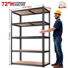 72"/60"H Garage Shelving Storage Shelves 5-Tier, 72" H X 35.5" W X 16" D, 2000LB