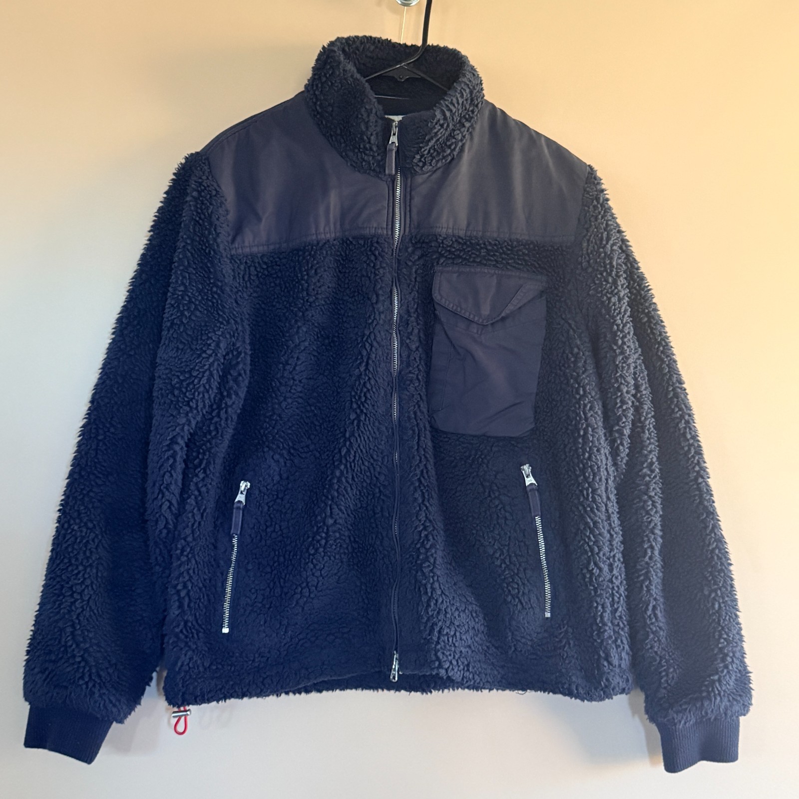 Huckberry Alex Mill Deep Pile Fleece Full Zip Jacket Navy Blue Men's Size Medium