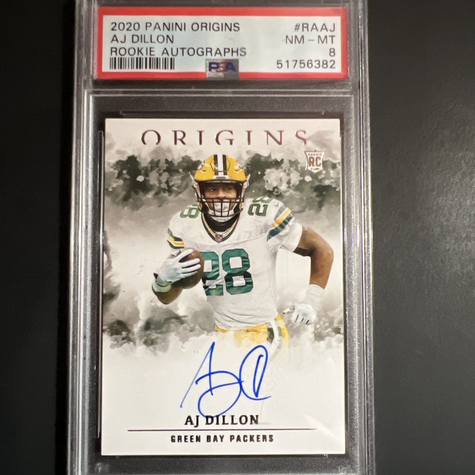 2020 Panini Origins - Rookie Autographs AJ Dillon #RA-AJ (AU, RC)