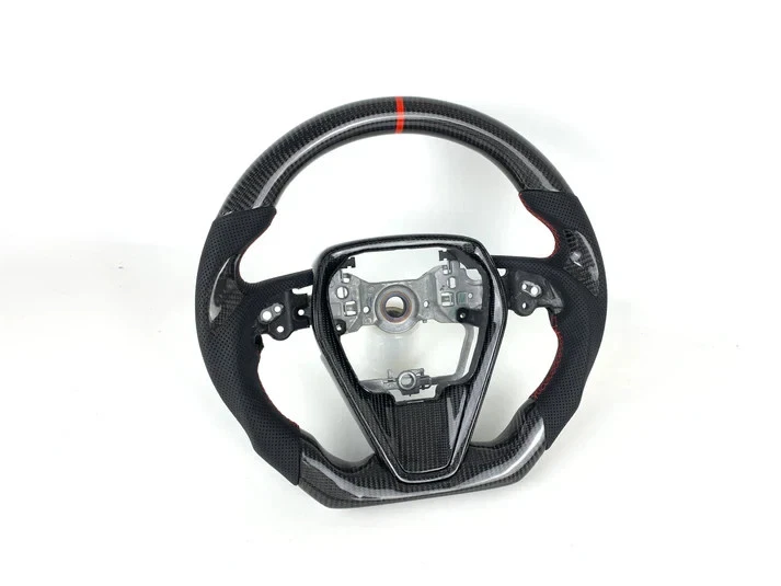 PARA TOYOTA CAMRY 2018-2024 VOLANTE DE FIBRA DE CARBONO REAL Y CUERO Foto 3 de 4