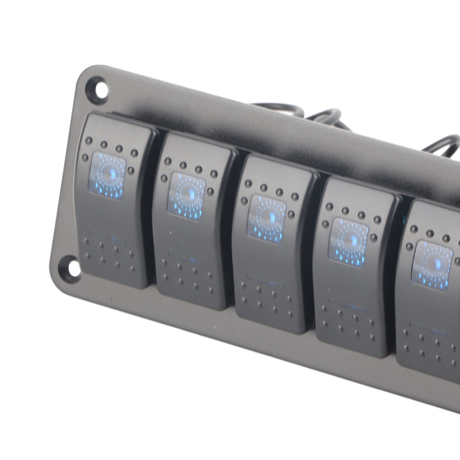 °6 Gang Rocker Switch Panel LED Backlit On Off Switch Waterproof Circuit.