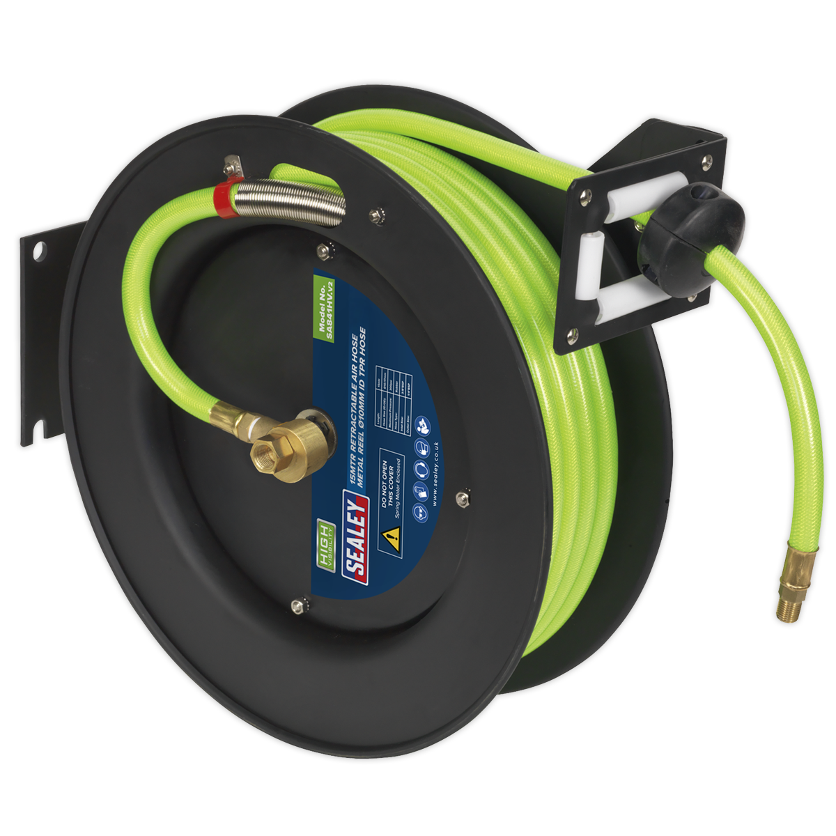 15m Retractable High-Visibility TPR Air Hose with Metal Reel 10mm ID