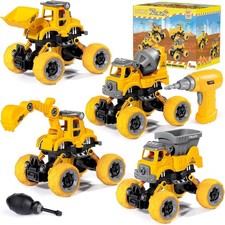 LUDILO 4PCS Take Apart Toys for 4 Year Old Boys Construction Toys with Electric.