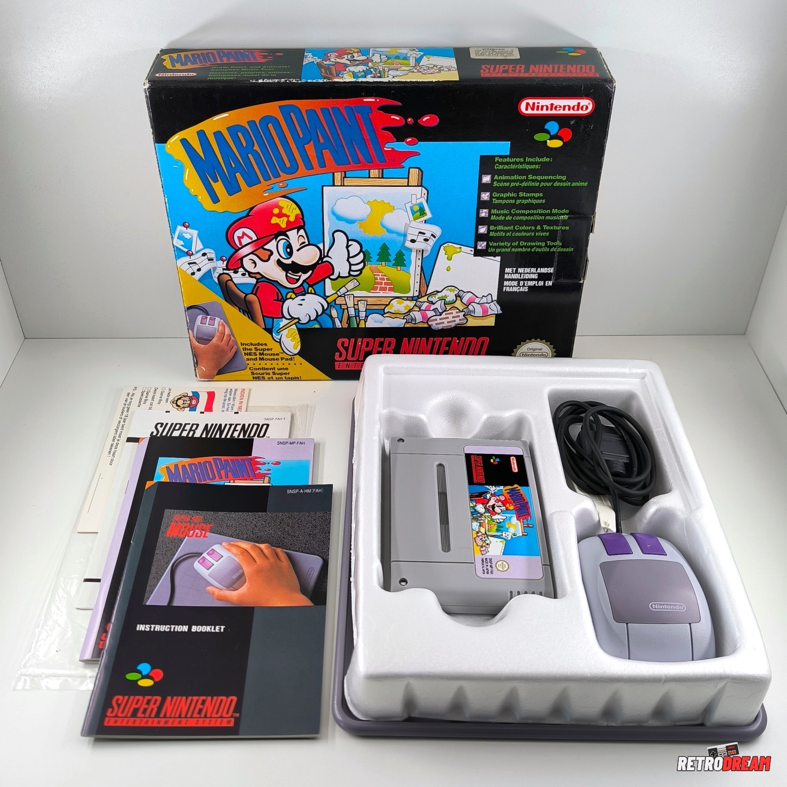 MARIO PAINT SUPER NINTENDO - PAL FAH - COMPLET BEL ETAT