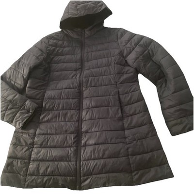 Swiss Tech Black Quilted Puffer Jacket Coat L (12-14) Super Light~Packs Easy