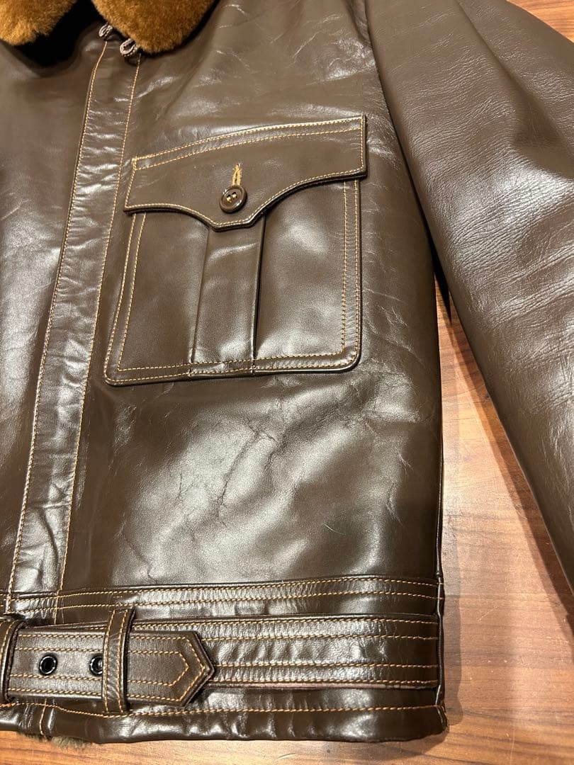 Buzz Ricksons B2 Flight Jacket Brown Horsehide Us… - image 5