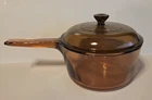 Vintage Corning Visions Amber Pyrex Glass Saucepan 1.5 L with Nesting Lid