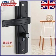 Door Handle Key Lock Set Black Lever Lock Handles with Steel Panel and Keys