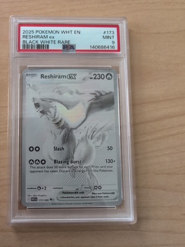 Pokemon 2025 Reshiram ex 173/086 Black White Rare White Flare English PSA 9