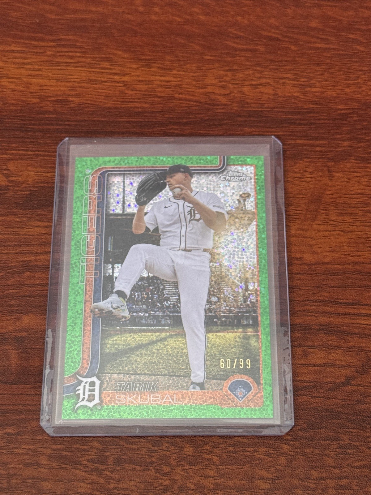 2025 Topps Chrome Tarik Skubal Green Speckle 60/99 Image Variation #258