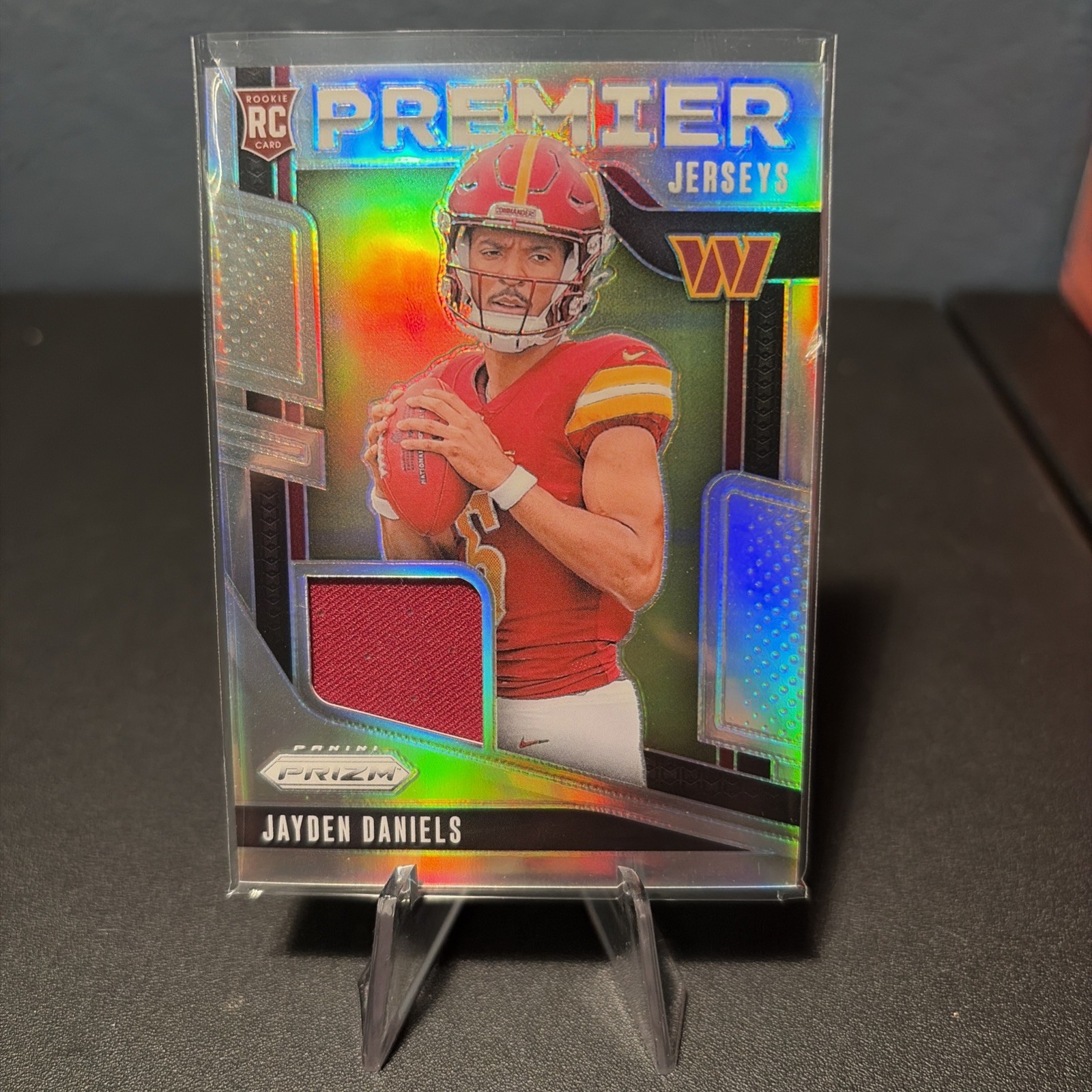 JAYDEN DANIELS 2024 PRIZM PREMIER JERSEYS ROOKIE PATCH SILVER RC