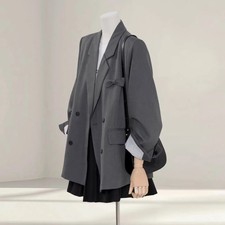 Donna Abito Giacca Manica Lunga Doppiopetto Business Chic di Prima Qualità