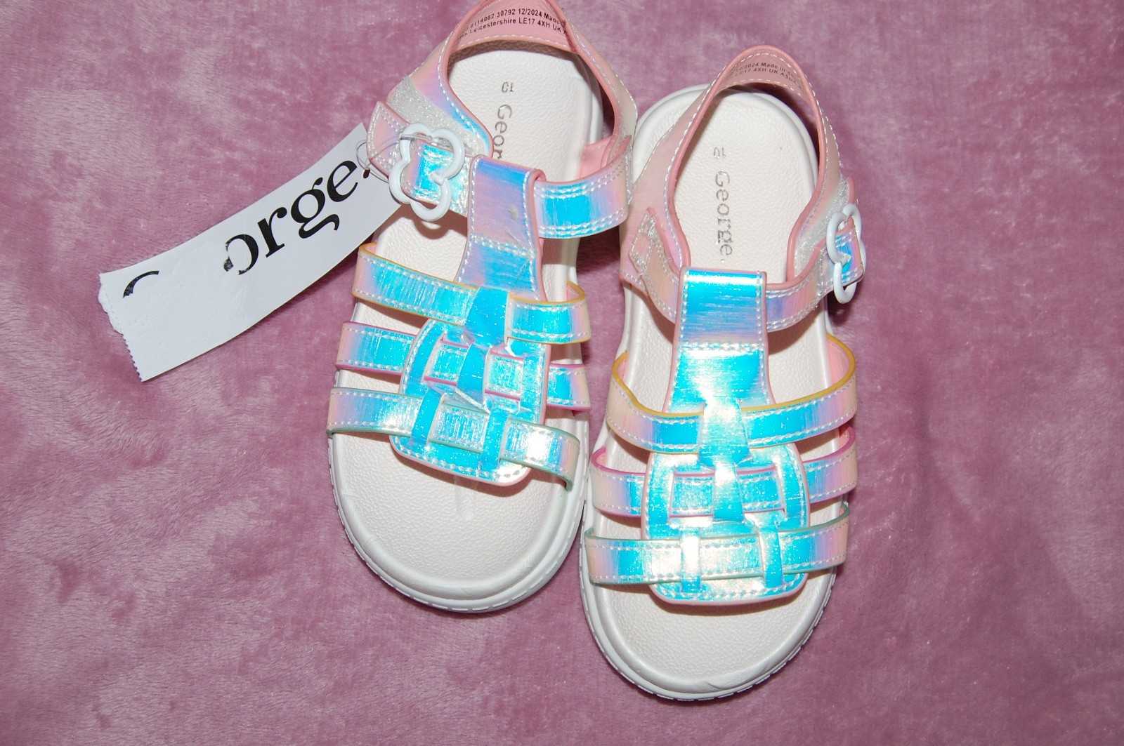 George Gladiator Sandals White Mix UK 10 EUR 28 BNWT