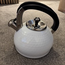 Image of KitchenCraft Lovello Textured Stove-Top Whistling Kettle, 2.5 L White