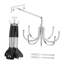  Kitchen Cooking Utensil Holder, 360° Rotating Kitchen Hooks for Hanging 