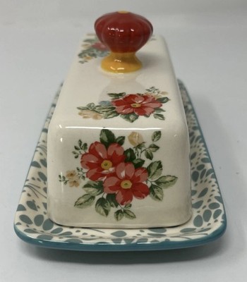 Pioneer Woman Covered Stick Butter Makes Better Dish Floral Stoneware Farmhouse