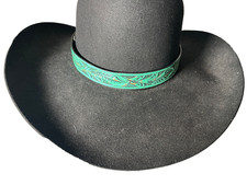 Western Unisex Hatband 30 x 1 in Leaves Leather Tie Cowboy Rodeo Horse Turquoise