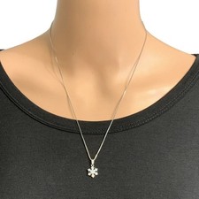 Silver Snowflake Pendant Necklace 19"-20.5" Adjustable Chain Elegant Jewelry Gif