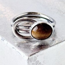VTG Sterling Silver 925 Tiger s Eye Sz 6.25 Ring 3.3 Grams