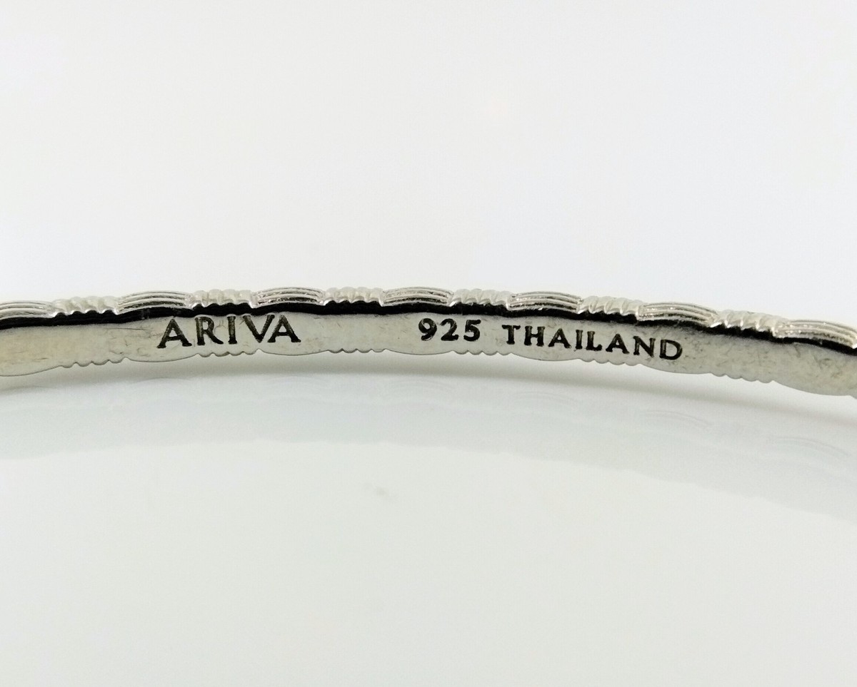 Ariva Sterling Silver 2mm Basketweave Stackable Bangle Bracelet View 3
