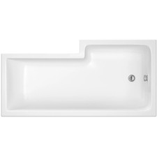 Balterley Modern L Shape Left Hand Shower Bath Tub with Leg Set, 1500mm - White