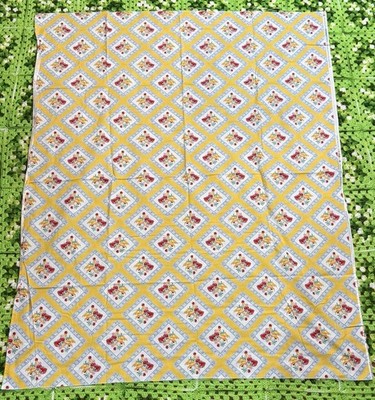 Vtg Mama's Kitchen Fruit Colorful Fabric Darlene Zimmerman Robert Kaufman 53x41
