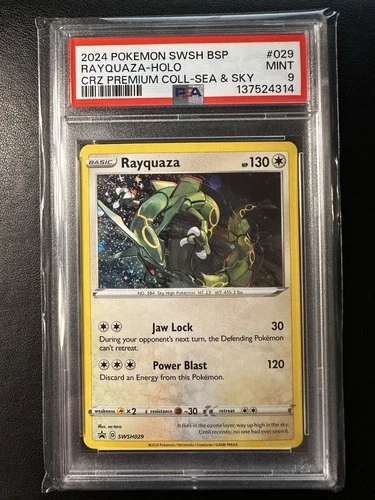 PSA 9 Rayquaza - SWSH029 Cosmos Black Star Promo - Sea & Sky Premium Collection