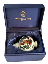 NeQwa Art Christmas Ornament Rejoice Hand Painted Signed by Annie Lee 6” Glass