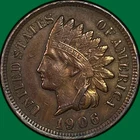 1906 Indian Head Cent Almost Uncirculated AU Coin, Cleaned #42846