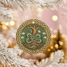 Celtic Tree and Serpent Ornament Sacred Grove Pagan Imbolc Brigid Decor