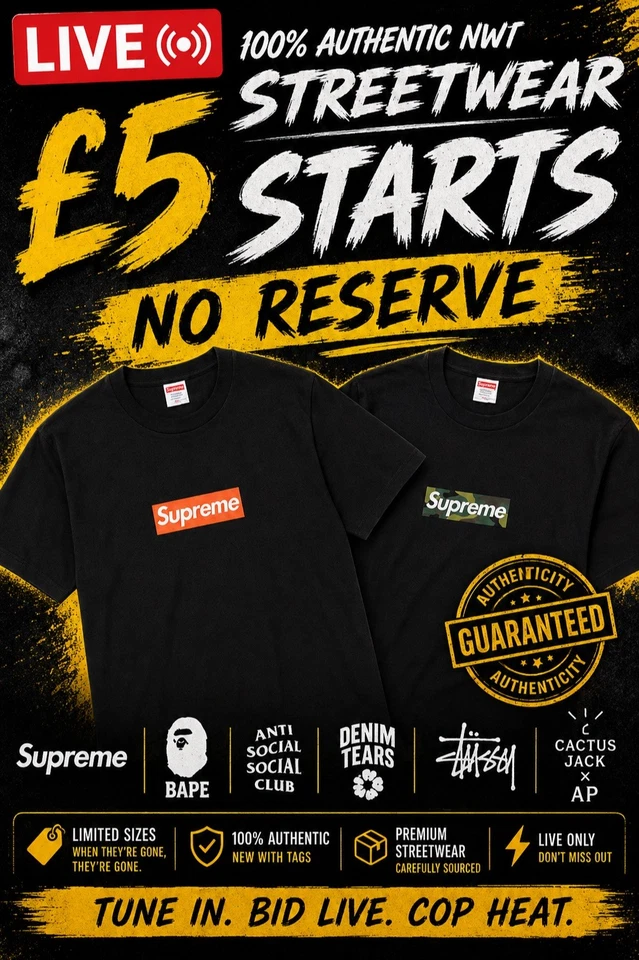 🔥 AUTHENTIC STREETWEAR | Supreme Box Logos • BAPE • ASSC | £5 STARTS