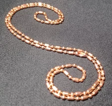 Copper 2.4mm Bar & Ball Bead Military Type Dog Tag Chain Necklace USAMade